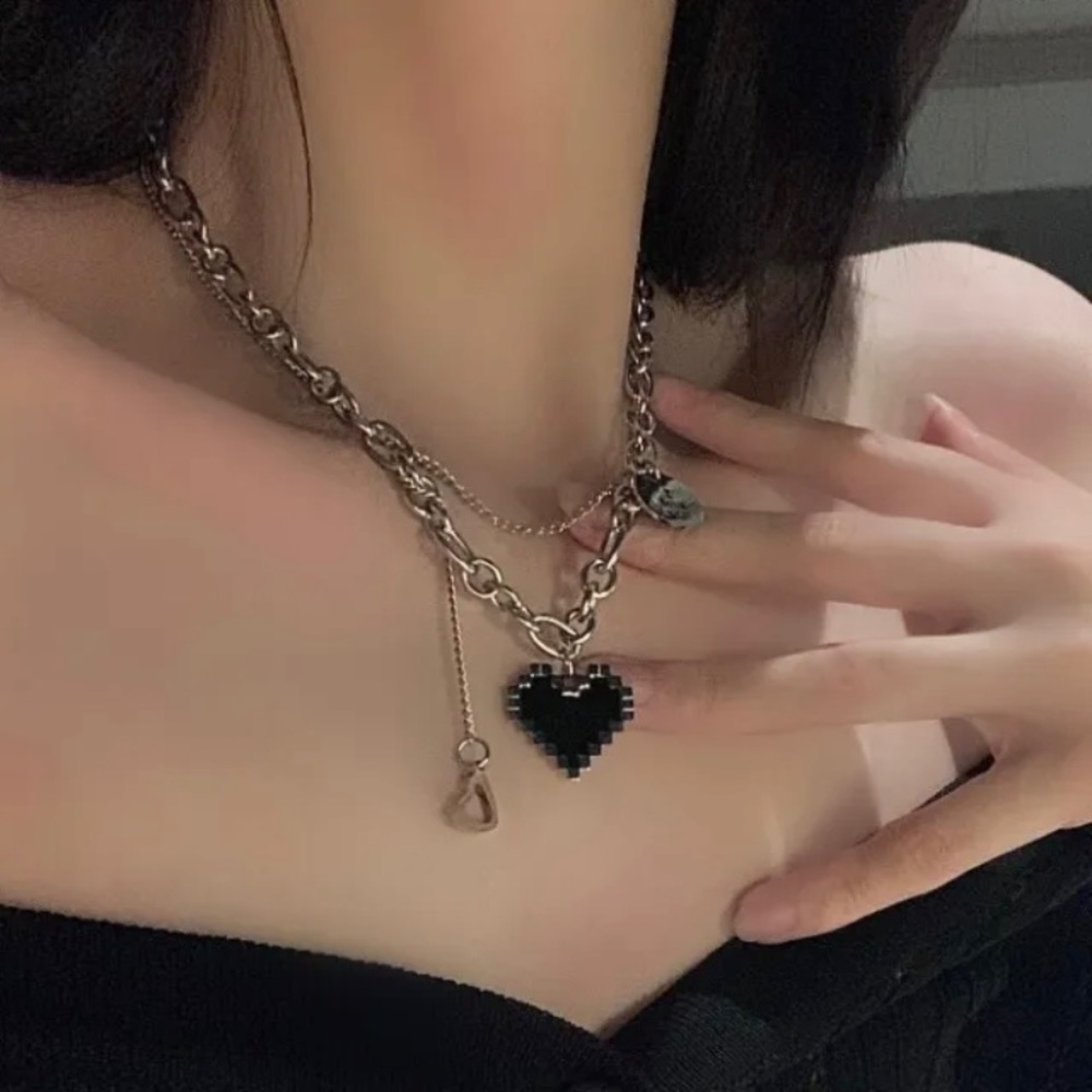 NEW-without tag. Stainless steel handmade chain/layered necklace. Color retains